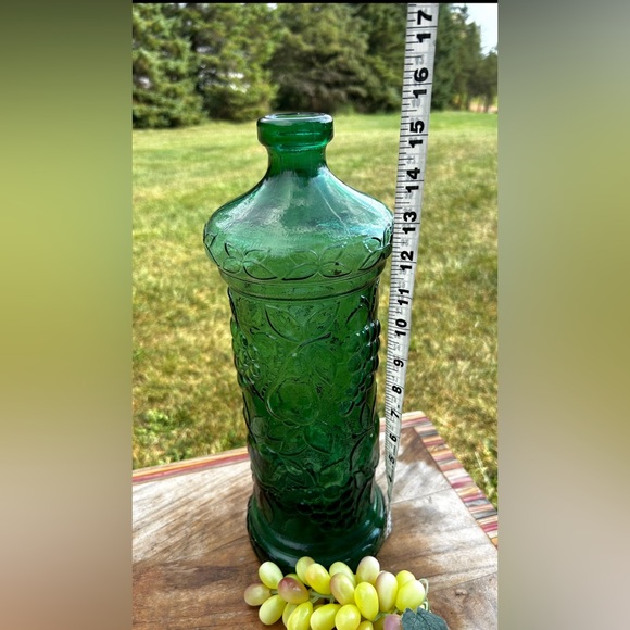 🎉HP🎉Vintage MCM  EMPOLI GLASS Decanter Bottle Fruit Pattern Italy ~ No Stopper - Picture 14 of 14